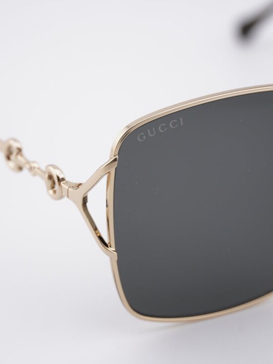 Gucci GG1018SK 001 Sunglasses Gold Square Frame, Grey Lenses main image 6